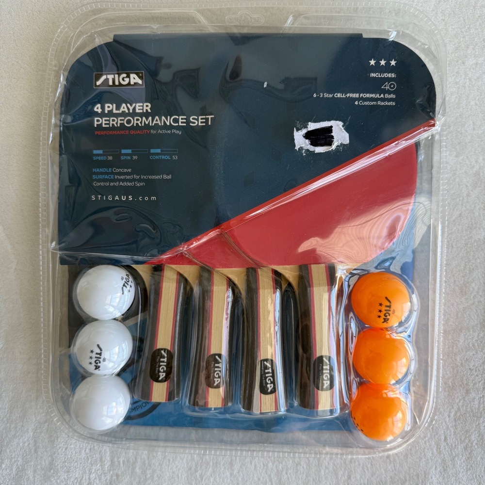STIGA 4 Player Ping Pong Set - 4 Performance Paddles & 6 Pro 3-Star Balls